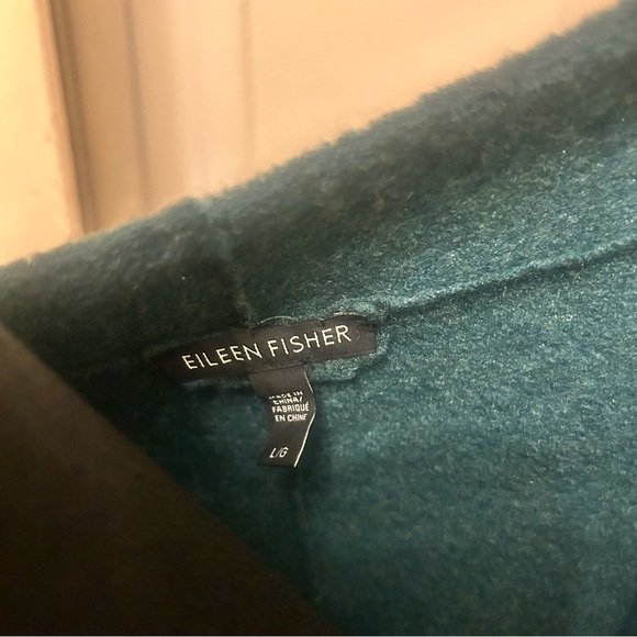 EILEEN FISHER Merino Wool Lightweight Teal Women's Coat Minimalist Cosy Fall - Picture 5 of 9